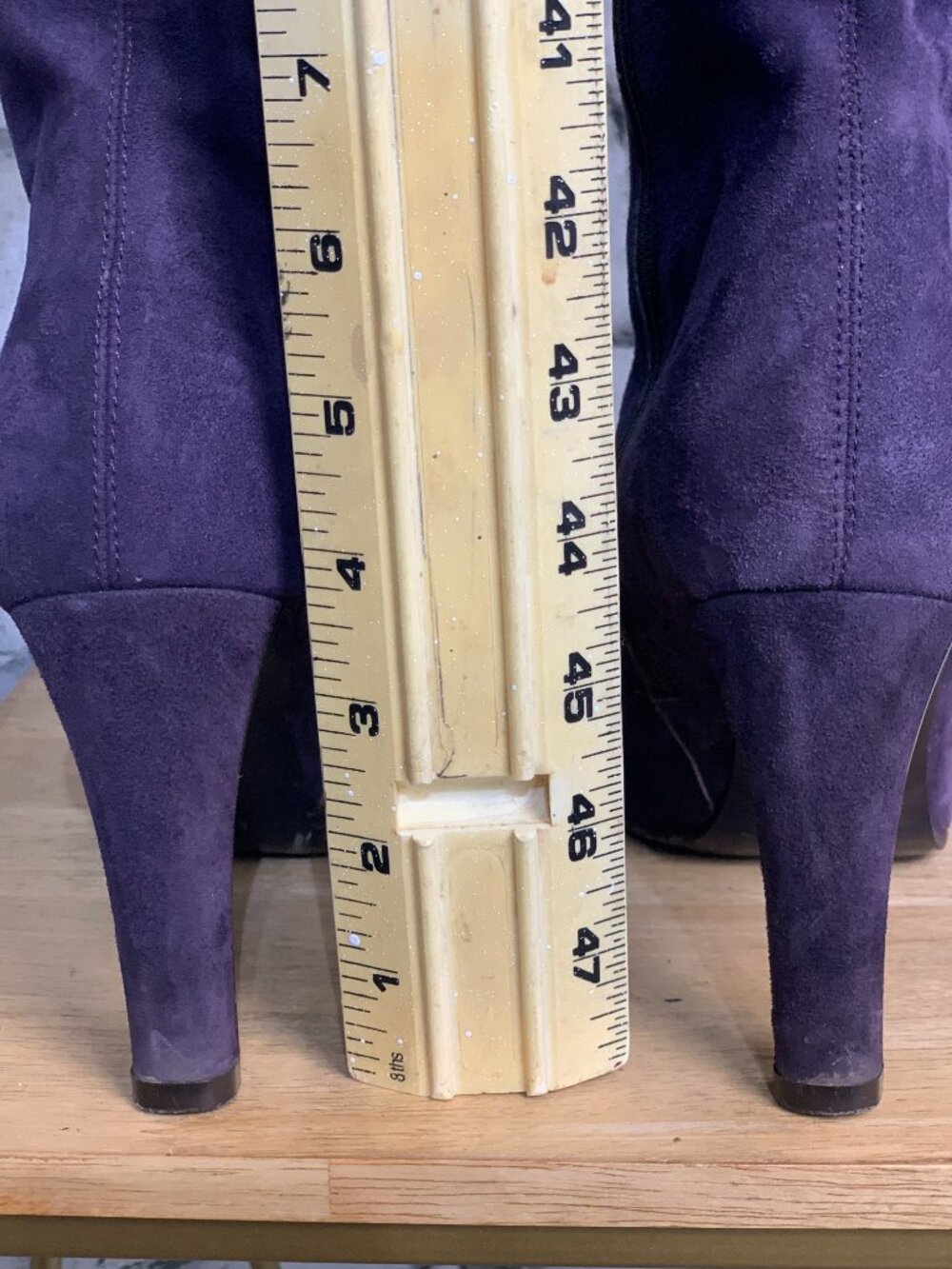 Donald Pliner Boot 8 Purple Suede Leather Pointy Toe Side Zip Stiletto Knee High - Picture 10 of 11